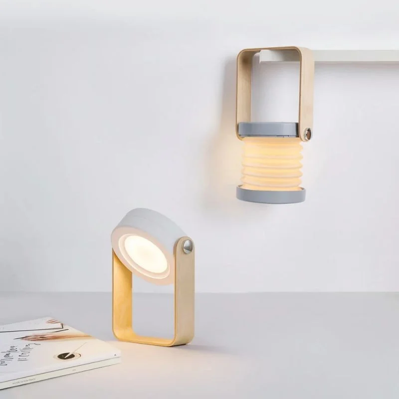 

Folding Led Reading Lamp Creative Wooden Handle Retractable Hanging Portable Lantern Light Retractable Folding Led Desk Lamp