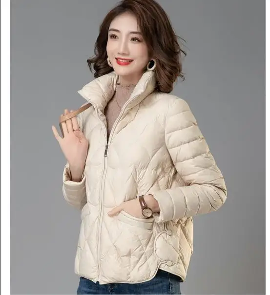 Jaket katun wanita, mantel perempuan jaket katun pendek, pakaian luar Ringan musim gugur dan dingin