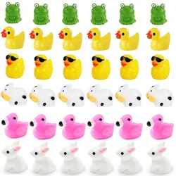 50pc Mini Resin Ducks Mini Frogs, Cow ,Mini Resin Flamingo Ducks ,Mini Resin Ducks with Glasses for DIY Craft Garden Home Decor