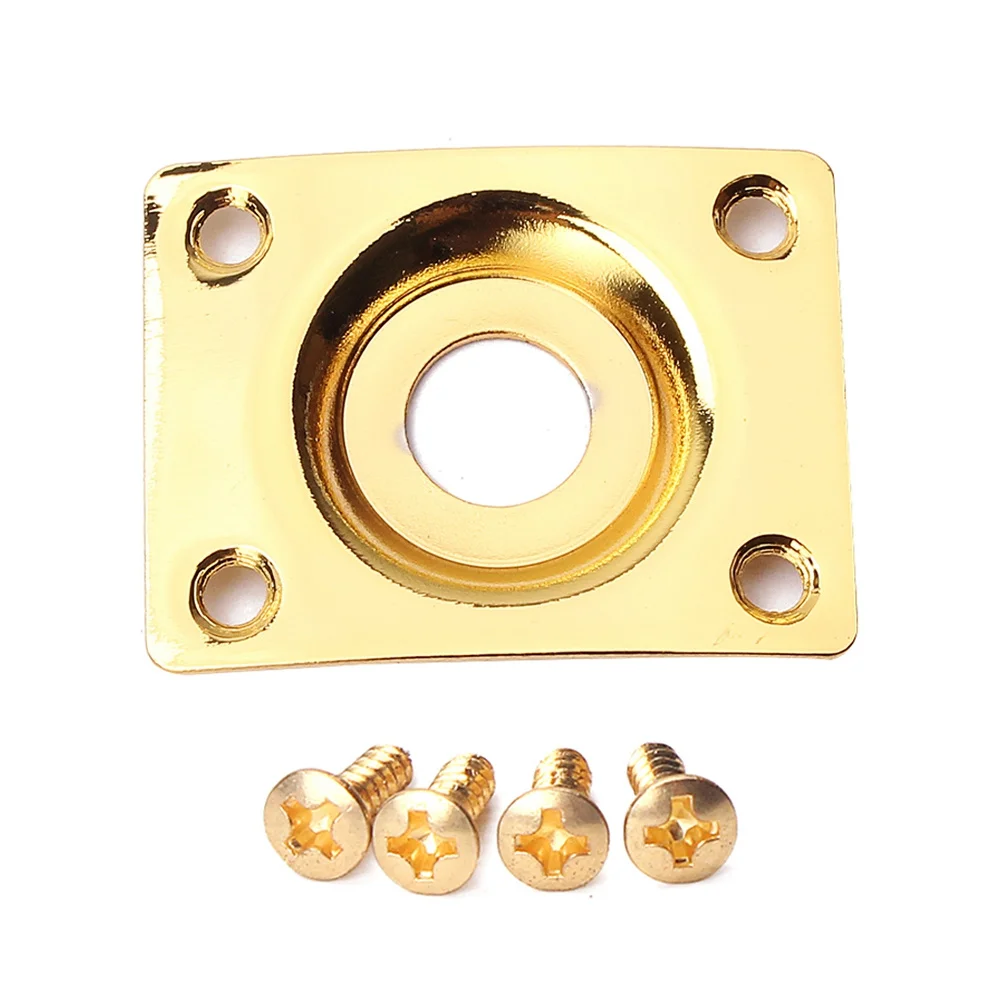 

Golden Guitar Jack Plate Square Curved 1/4 Inch Indented Input Output Socket For Electric Guitar Bass Metal Mounting