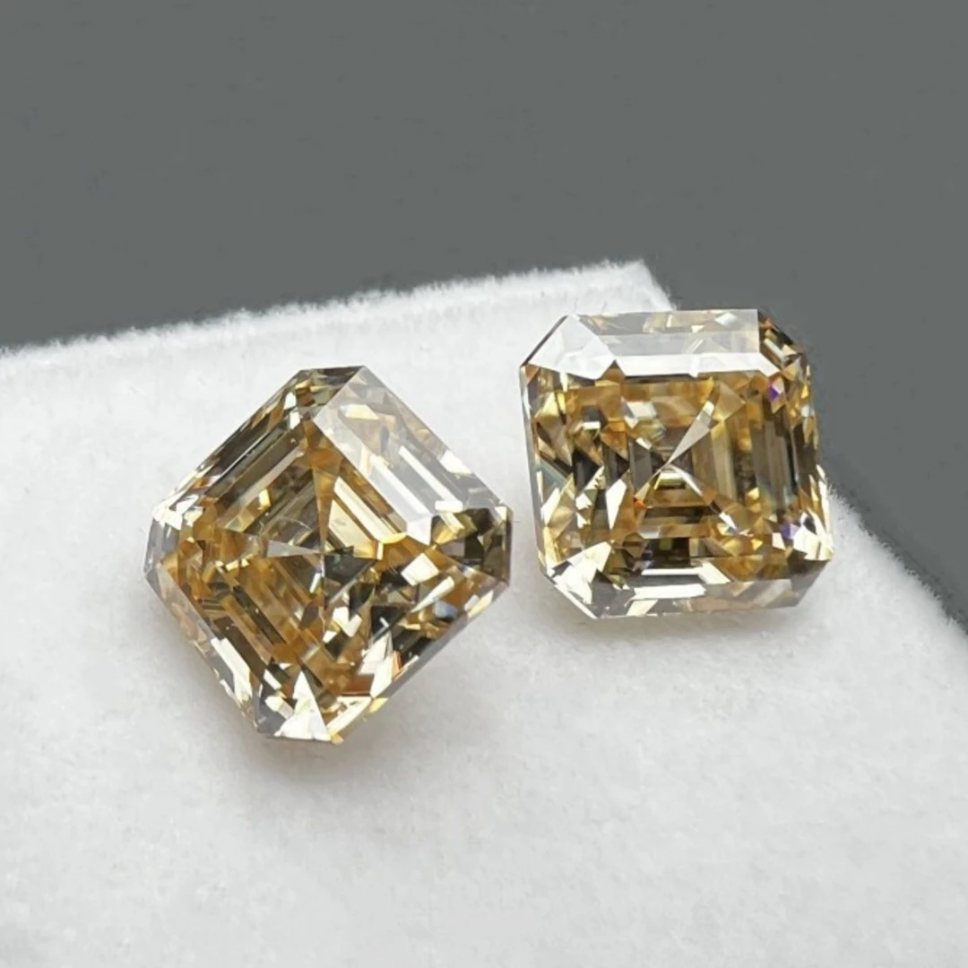 

1PC/Lot 1CT Asscher Cut Champagne Moissanite Diamond For DIY Jewelry