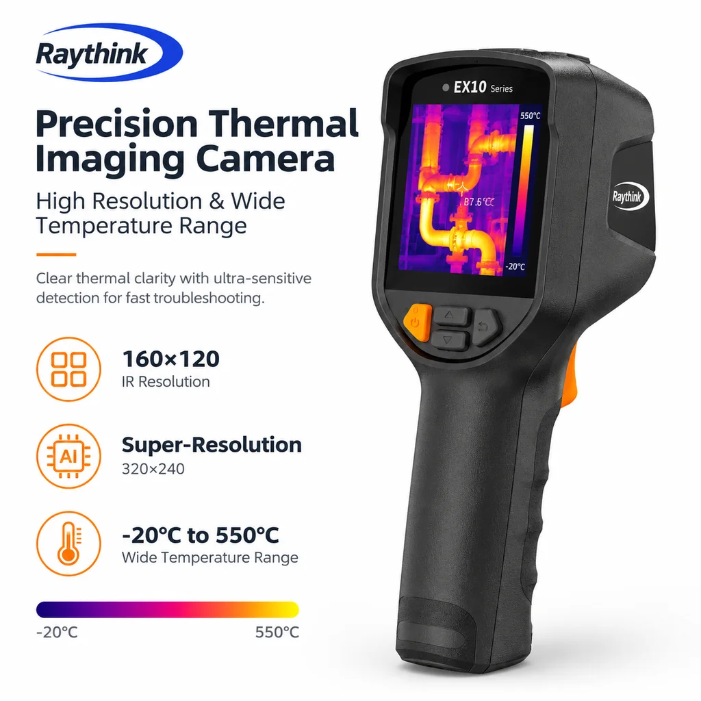 Raythink EX10 PRO Handheld Thermal Imager WiFi Laser PIP Fusion Visual Mode for Circuit HVAC Motor Building Inspection