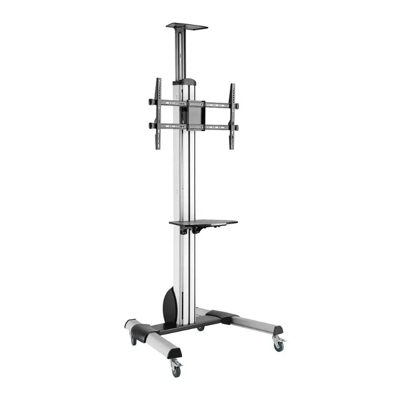 Balanced Aluminum TV Stand Interactive Display Flat Panel Mobile TV Cart with Wheels