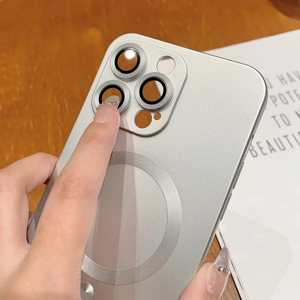 For Magsafe Magnetic Wireless Charging Case for iPhone 17Air 16 15 14 13 12 11 Pro Max 7 8 Plus Soft Glass Lens Protection Cover