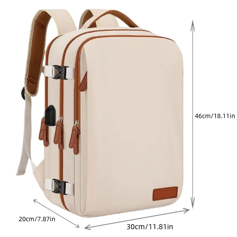 Large-capacity travel backpack with laptop compartment, shoe storage - nylon sporty style with pleated stitching, adjustable sho