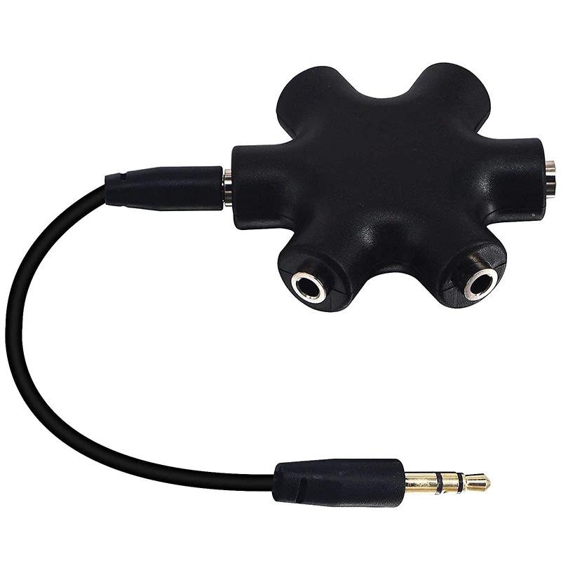 5-Way Multi Headphone Audio Splitter Connector Headphone Splitter 3.5mm Audio Stereo Splitter Cable 1 Male to 5 Port Female