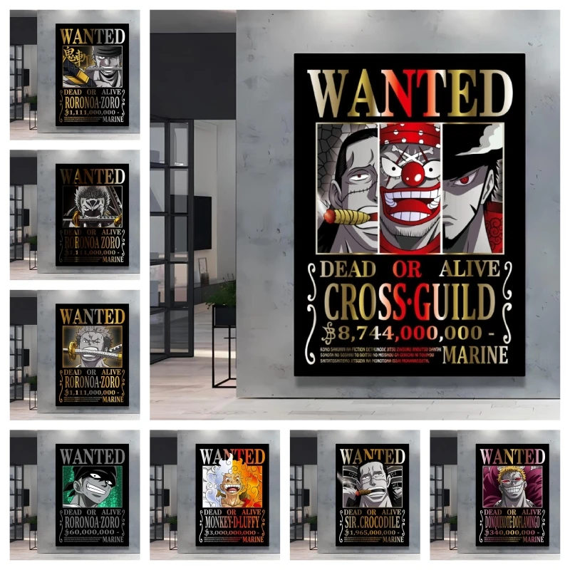 

Classic One Piece Bounty Wanted Decorative Painting Anime Character Zoro Buggy Canvas Posters Perfect for Fans To Collect