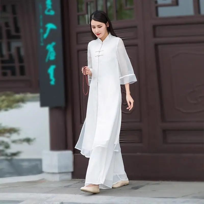 

Новая чайная одежда на весну и осень, улучшенное женское платье Cheongsam в стиле ретро Hanfu