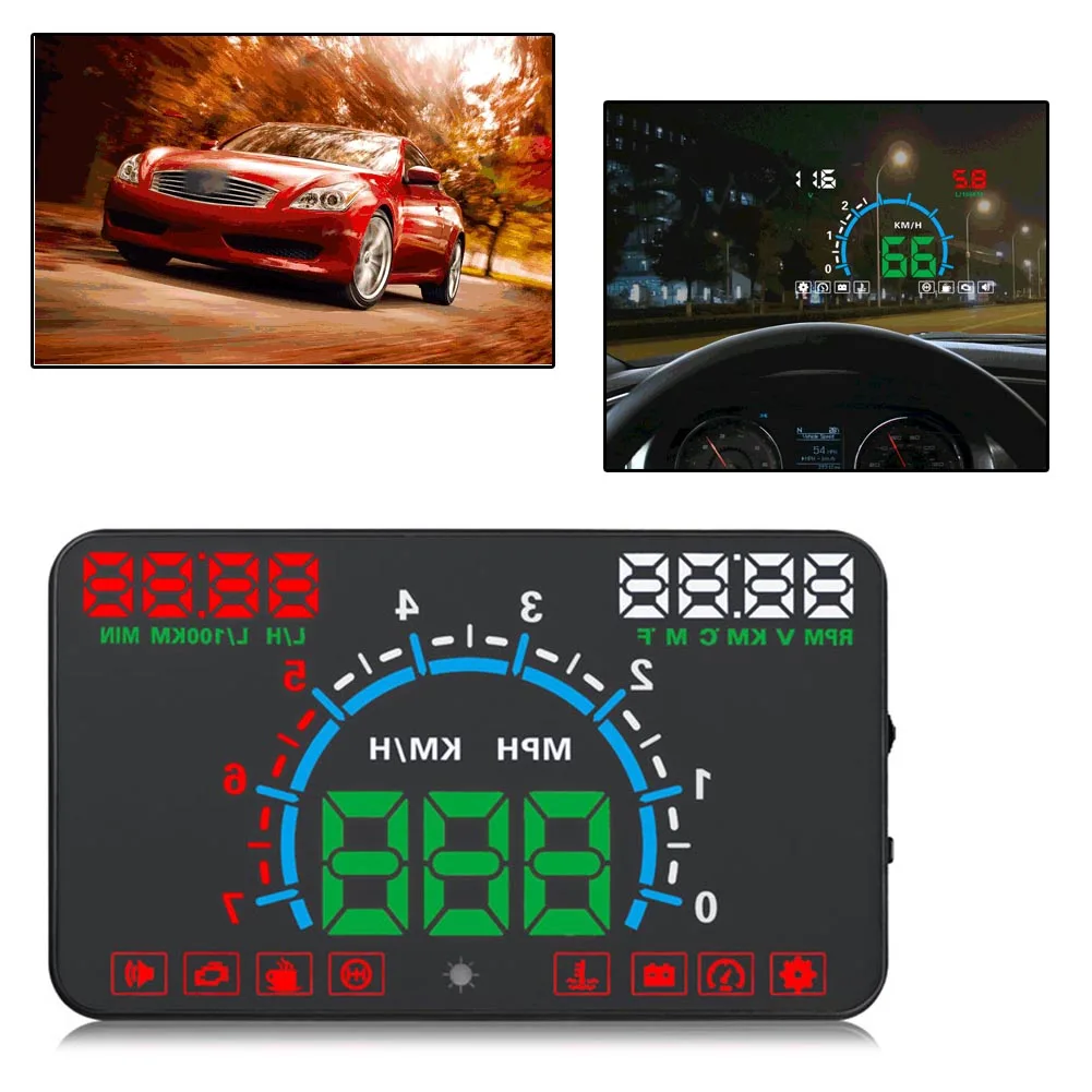 

5.8" E350 Car GPS OBD2 Head Up Display HUD Speedometer Speed Warning Dashboard