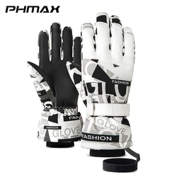 PHMAX-guantes de esquí de poliéster Unisex, guante antideslizante para Snowboard, patinaje, motocicleta, pantalla táctil, forro polar, deportes de invierno al aire libre