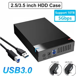 HDD Case 3.5'' 2.5'' SATA to USB 3.0 Adapter External Hard Drive Disk Enclosure 3.5 Inch SSD Disk 5Gbps 10TB HDD Box for PC