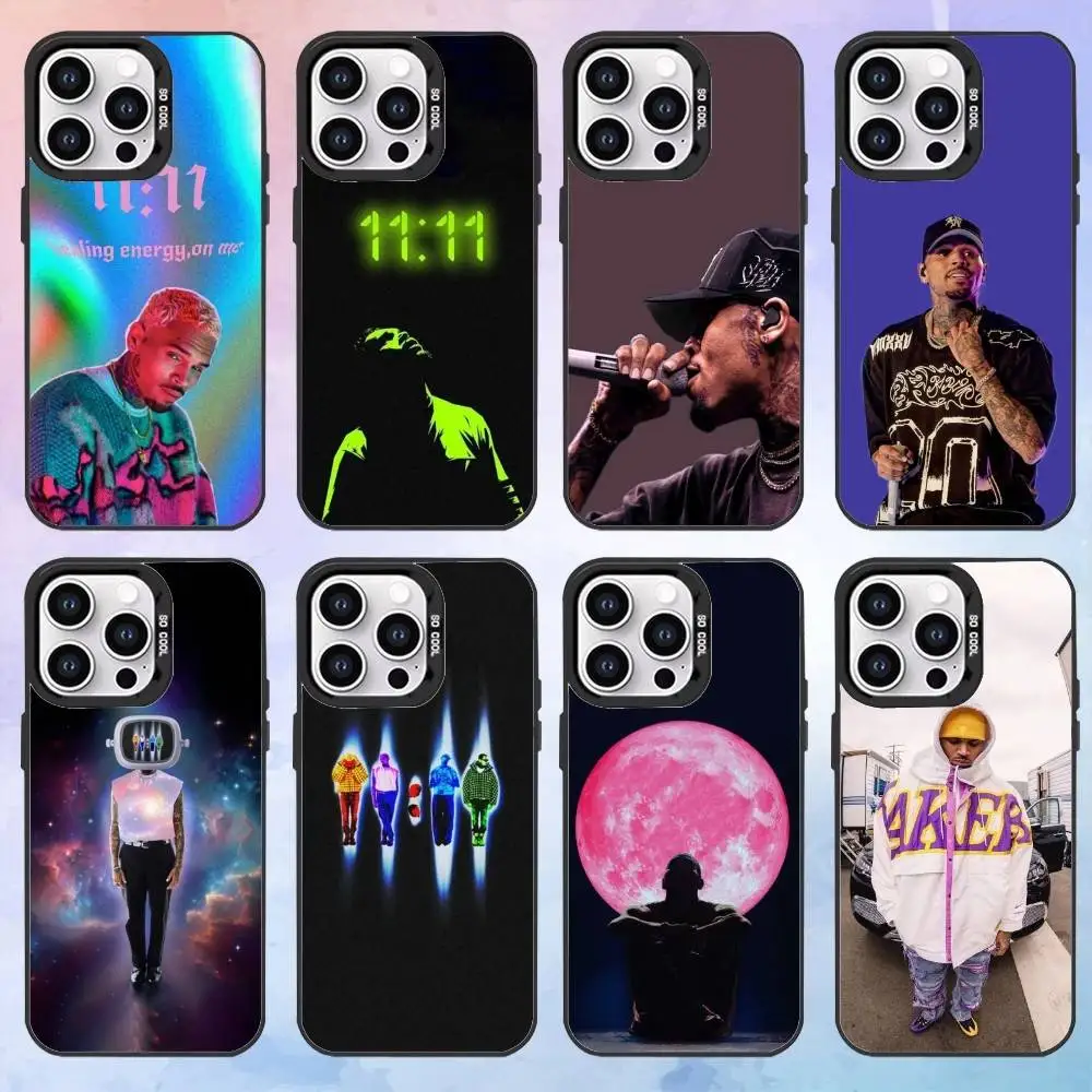 

C-Chris B-Brown 11singer Phone Case For iPhone17,16,15,14,13,12,11 Plus,Pro Max Black Candy Matte Shockproof Cover