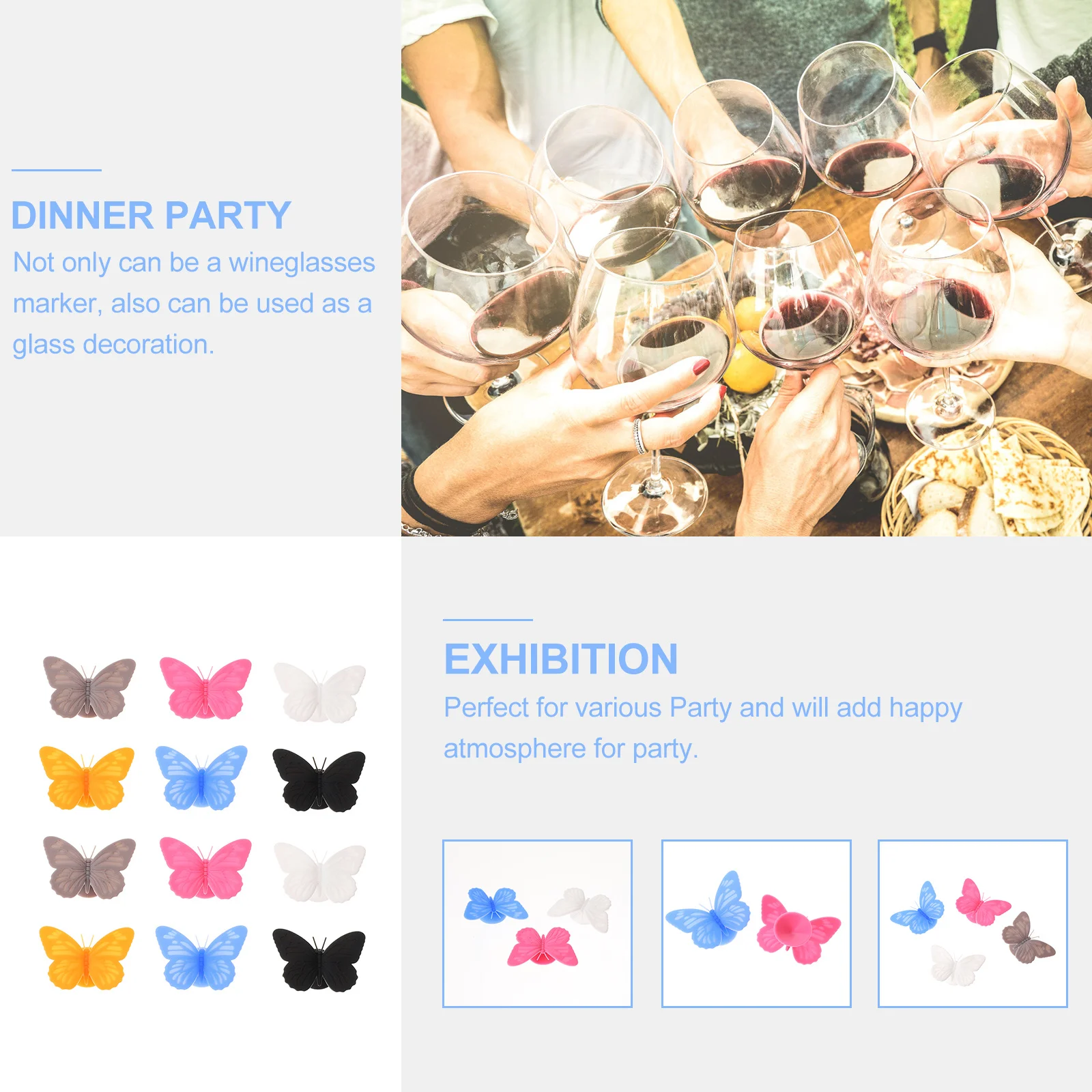 12 قطعة من علامات كأس النبيذ المصنوعة من السيليكون الفاخر، ديكورات زجاجية إبداعية لمختلف الأطراف، علامات كأس النبيذ، أدوات تحديد الزجاج #6