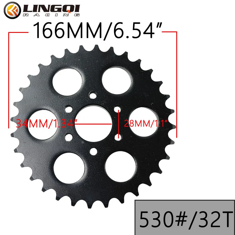 LINGQI RACING 530# 32T-45T 6 Hole 4 Holes Drive Chain Rear Sprocket Gear Wheel For ATV Buggy Go Kart Quad Dirt Bike Off Road