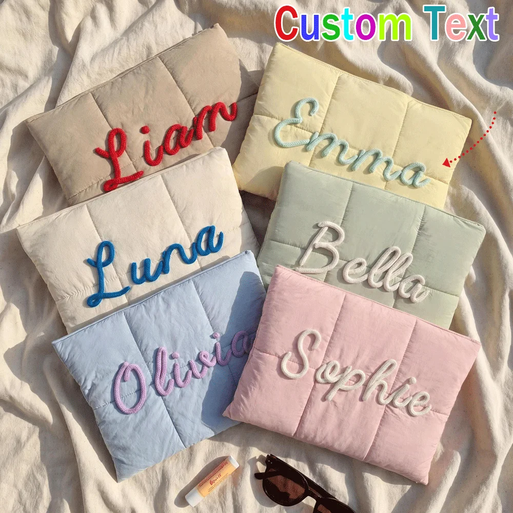 Personalized Laptop Bag, Custom Chenille Letter Quilted Laptop Case, 12x16 Inch Laptop Sleeve, Office Gift