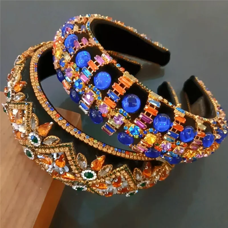 

2023 New Catwalk Luxury Personality Rhinestone Headband New Baroque Fashion Crystal Hairbands Vintage Headbands For Women