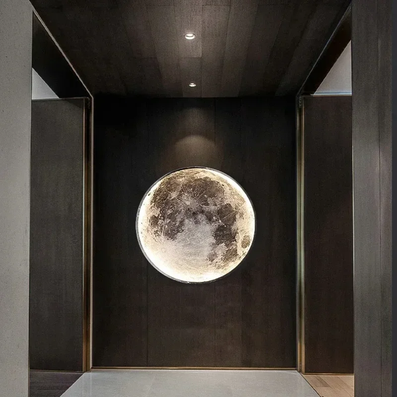 Modern Moon Led Wall Lamp Creative Mural Living Room Background Wall Bedside Wall Light Decoration Lamp Minimalist Art