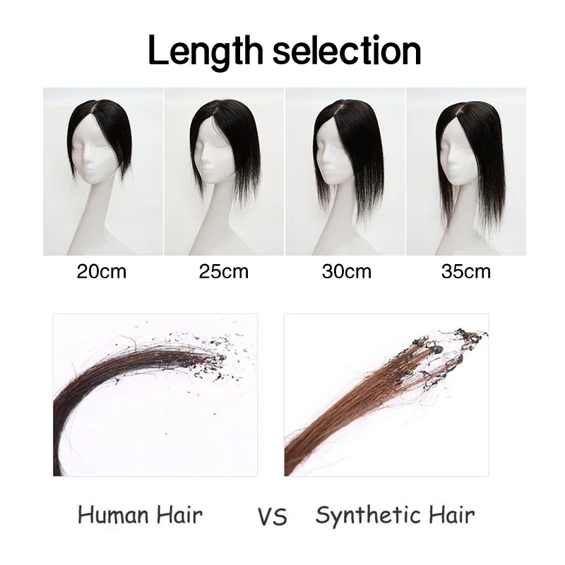 Pelucas de encaje con Base de seda para mujer, extensiones de cabello 100% humano, Clip en una pieza, peluca superior, accesorios para el cabello adelgazante