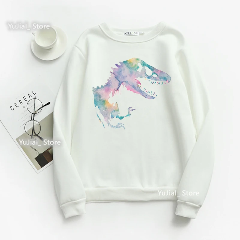 

Watercolor Dinosaur Print Hoodies Girls Jurassic Park Sweatshirt Women Winter/Spring/Autumn Jumper Harajuku Clothing Coat