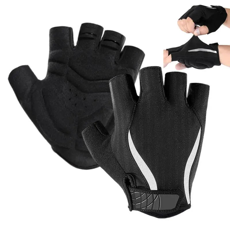 Mountaineering Gloves Half Finger Workout Mittens Reflective Mittens Breathable Shock-Absorbing Gloves For Driving Biking