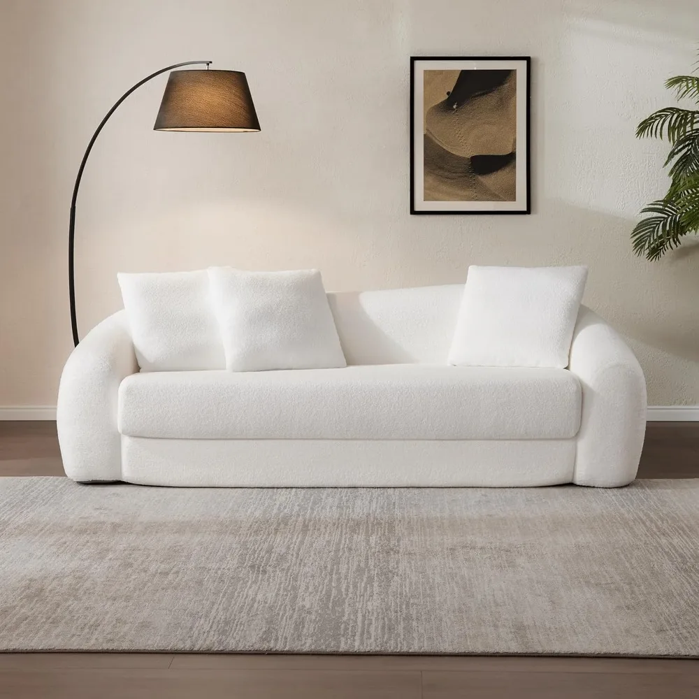 

90.6-inch Curved Convertible Sofa Bed, Cloud-shaped Design, Pull-out Floor Sofa, Modern Three-seater