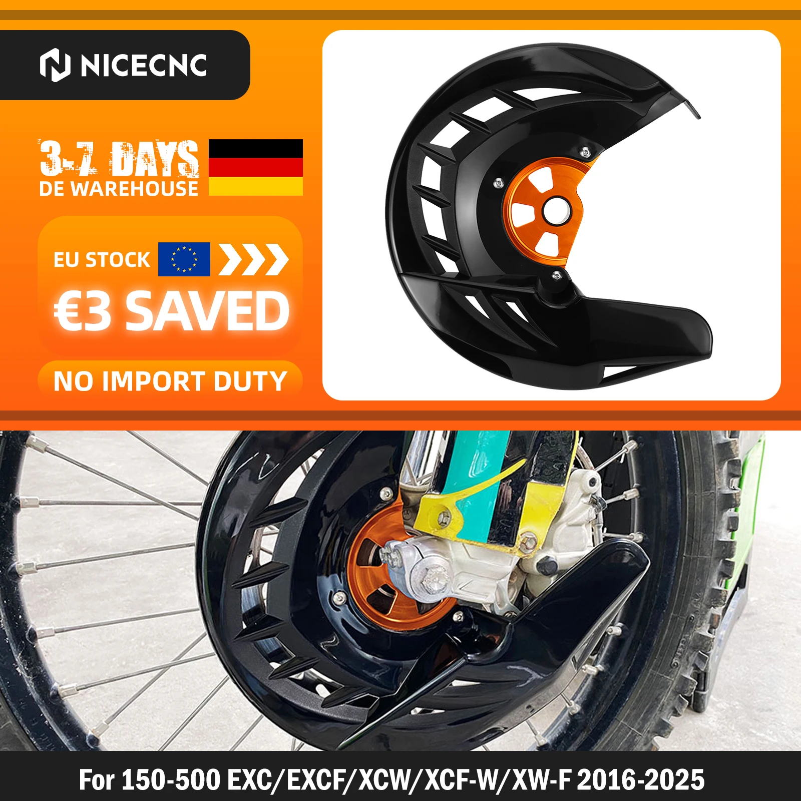 Image of NICECNC Bremsscheibenschutz vorne für KTM EXC 300 EXCF 350 XCW 300 XC-F 350 SXF 250 SXF 450, für Husqvarna TE 300 FE 350 FE 450 2016-2025, für GasGas EC 300 2024-2025