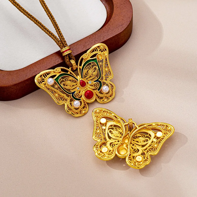 

Женский кулон-бабочка с имитацией жемчуга, золото 24 карата AU999 — насыщенное золото, прозрачные узоры, натуральный жемчуг, блеск