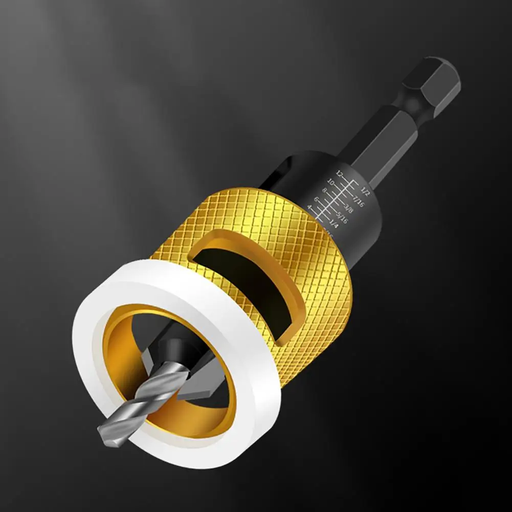 Hole Drill Bit Set Wood Drilling Bits Countersink Drill Bits Set with Adjustable Depth Stop Collar Dual-flute Tct Alloy Hole