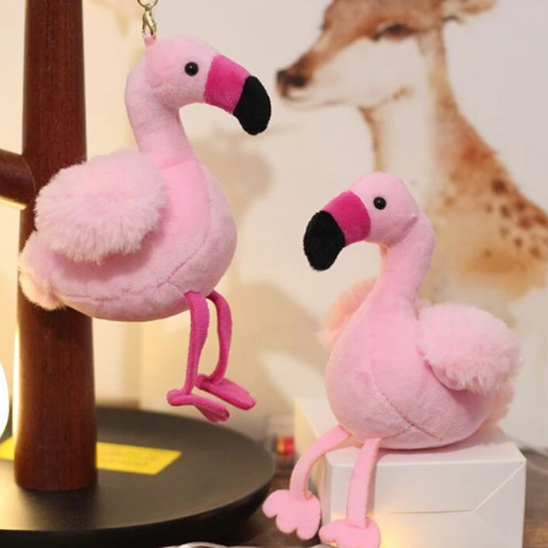 Lovely Flamingo Plush Toy Keychain Ring Pendant Soft Toy Key Ring Backpack Decor