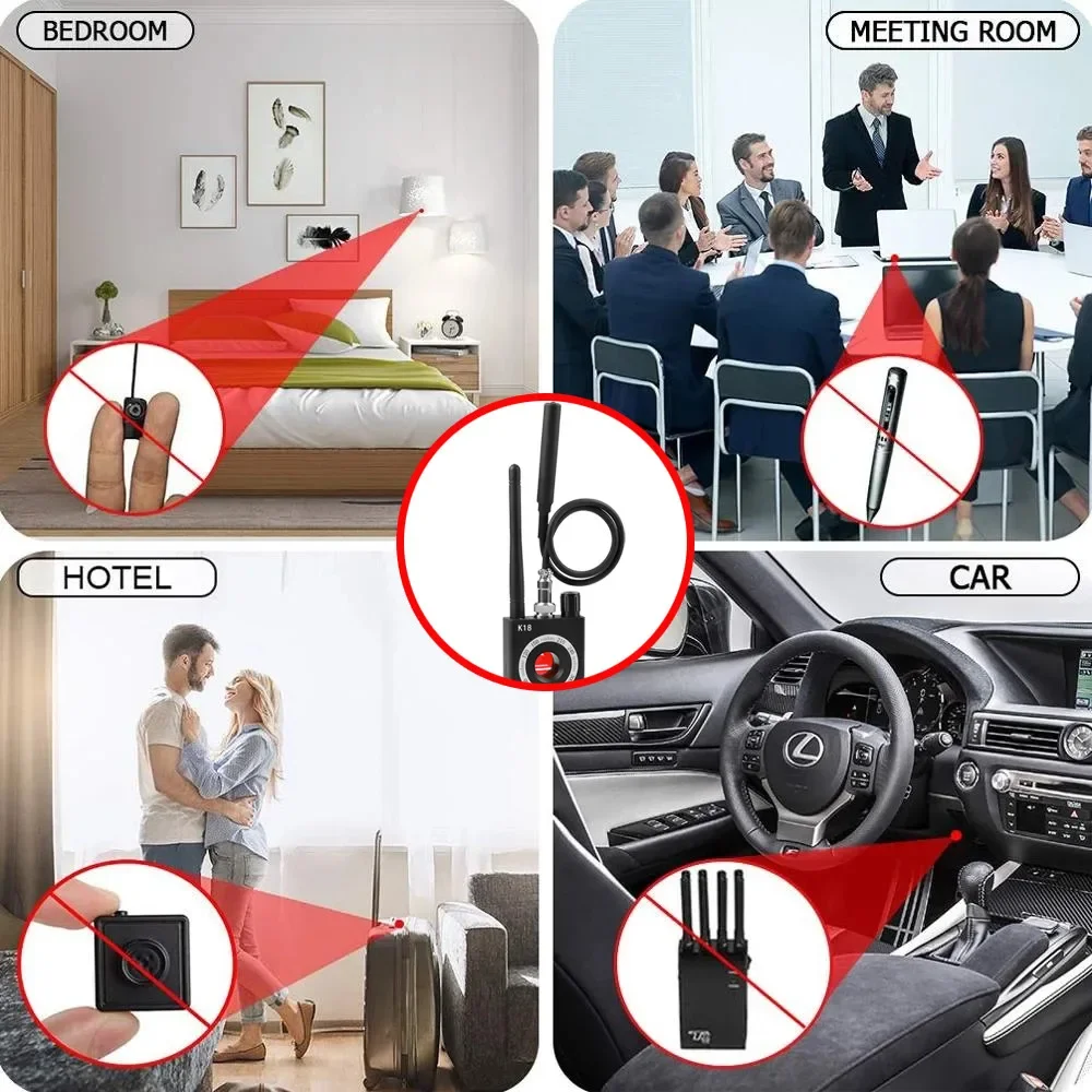 Caméra Anti-Candide Multifonction, Dispositif d'Objectif Sans Fil, 1MHz-6.5GHz, 101 Audio Bug Finder, Signal GPS, Traqueur RF, Poignées protected K18