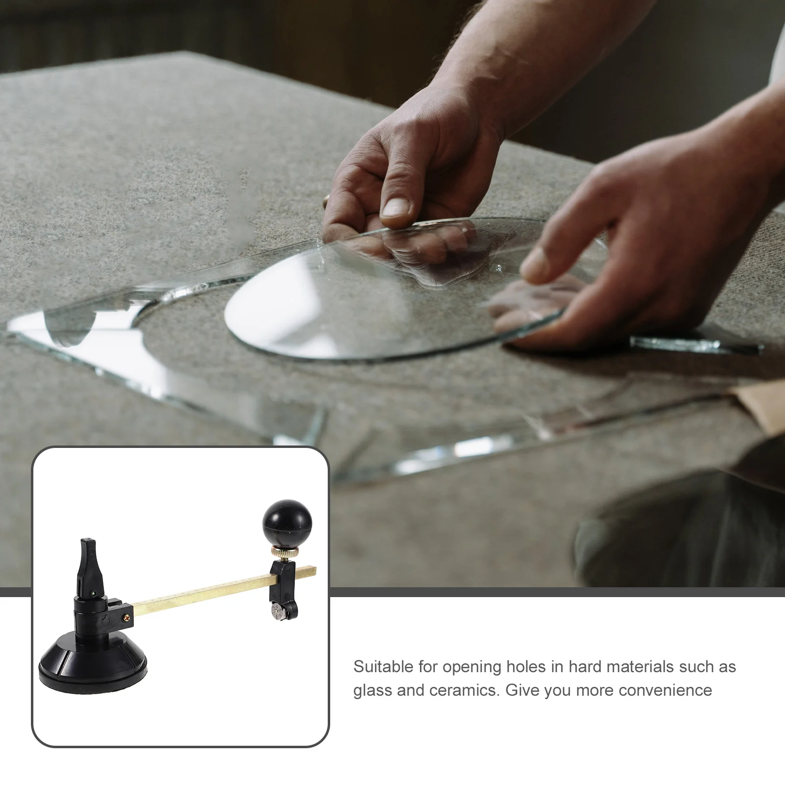 

Compasses Type Glass 300mm Diameter Clear Scale Accurate Plan Portable Cutting Tools Ceramic Tile Suction Cup Metal Alloy