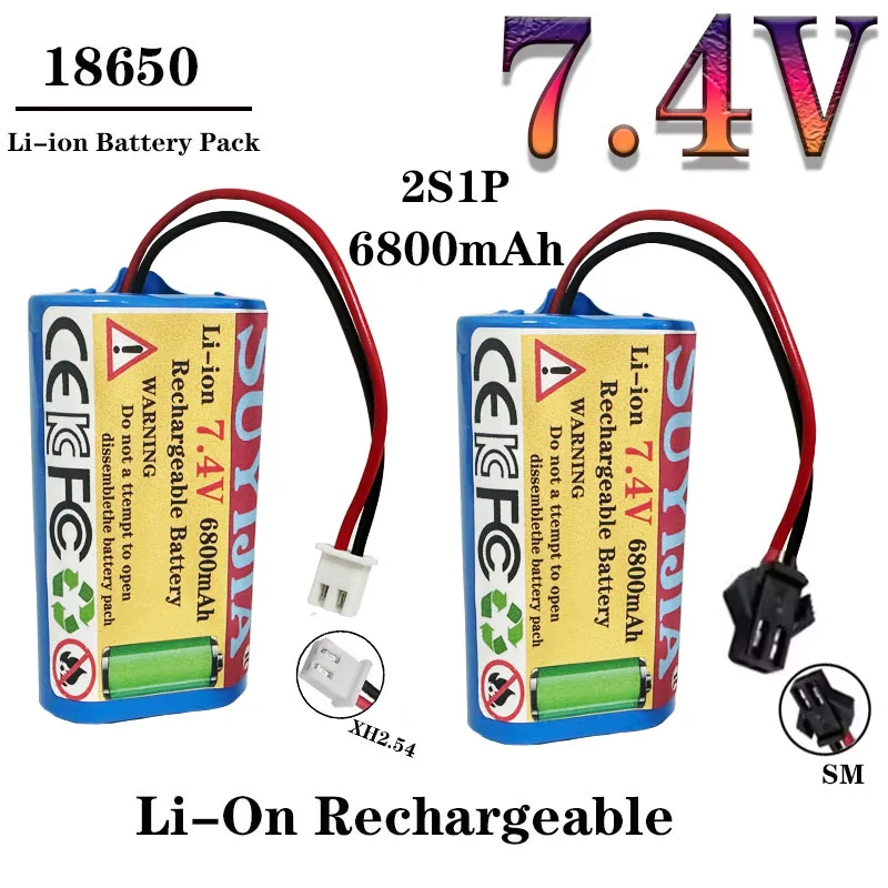 

2S1P 18650 7.4 V 6800 mA Li-Ionen-Akku mit 2P-Stecker, integriertem BMS für RC-Hubschrauber, Elektrowerkzeug-Backup-Batterie