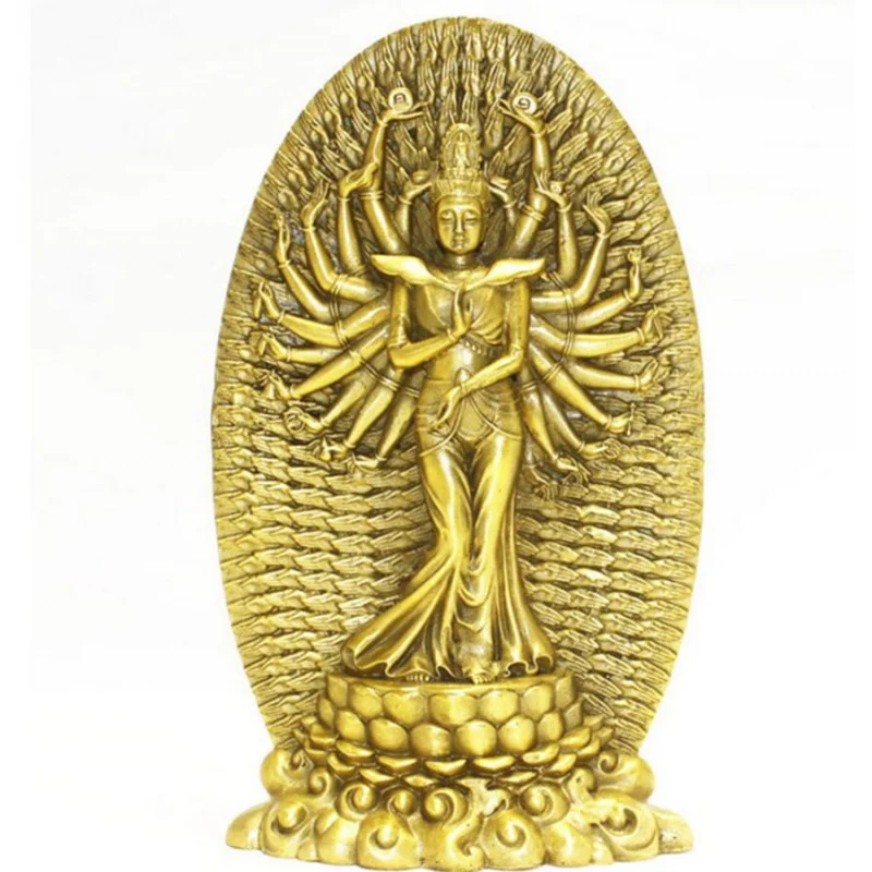 Copper Statue Kaiguang pure copper thousand hands thousand eyes Avalokitesvara like thousand hands Avalokitesvara ornament home