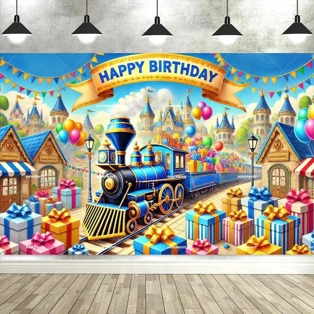 

Architectural excavator themed birthday party banner background, bulldozer children's birthday decoration photography background