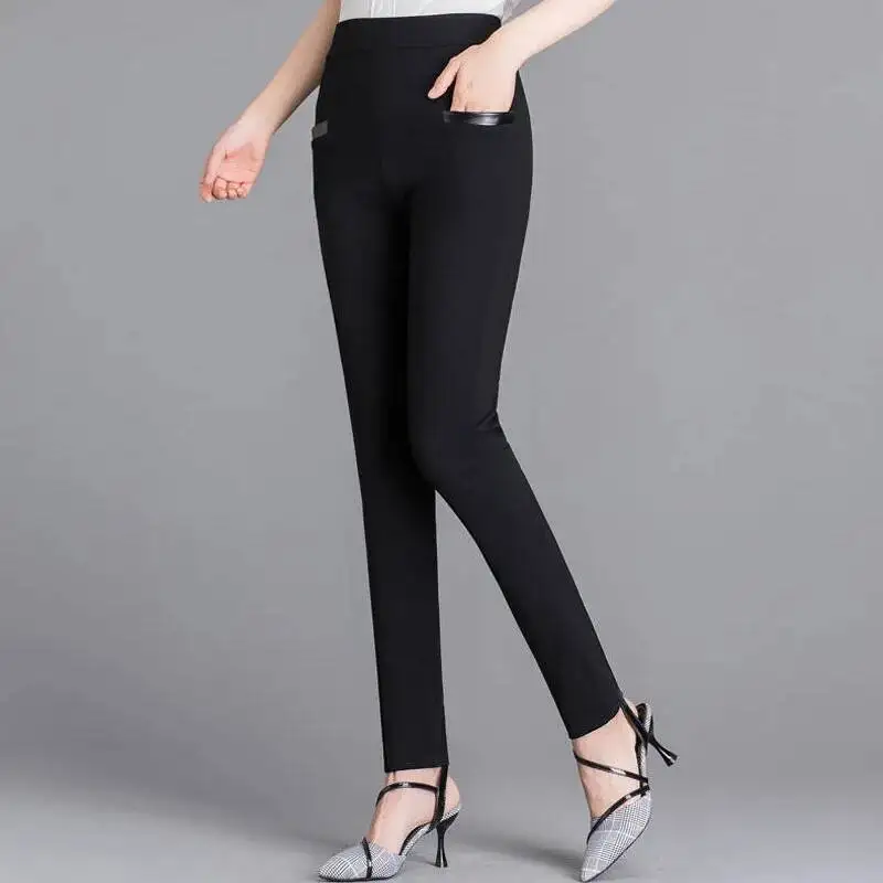 

Women Casual Pencil Pants 2025 Spring Summer New Office Lady Elastic High Waist Solid Tight Stretchy Trousers