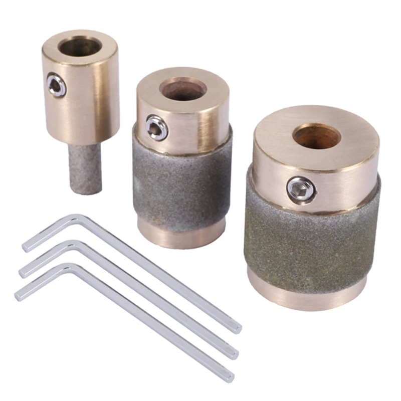 

3Pcs Grinder Head 1 Inch 3/4 Inch 1/4 Inch Brass Core Standard Grit Stained Glass Grinder Bit Head For Glass Stone