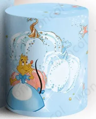 Disney Cinderella Birthday Round Cover Princess Birthday Baby Shower Backdrop Cinderella Cylinder Cover Party Decorations Prop