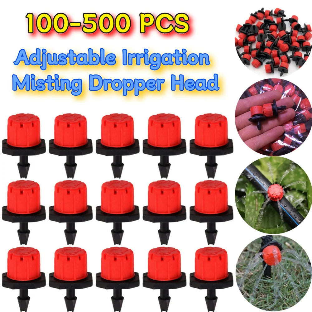 

100-500pcs Watering Sprinkler Adjustable Micro Irrigation Drippers Water Saving Anti-clogging Durable Practical Cooling System