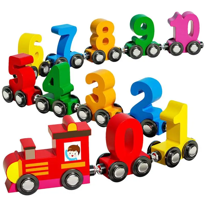 Magnetic Digital Train Wooden Colorful Cognition Toy Learning Car Montessori Children's Assembly Playset Early Educational Toys