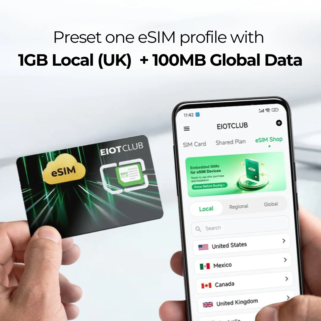 بطاقة EIOTCLUB eSIM - تنزيل eSIM غير محدود، بيانات الاتحاد الأوروبي سعة 1 جيجابايت وبيانات عالمية سعة 100 ميجابايت، مثالية للسفر والأعمال التجارية #3