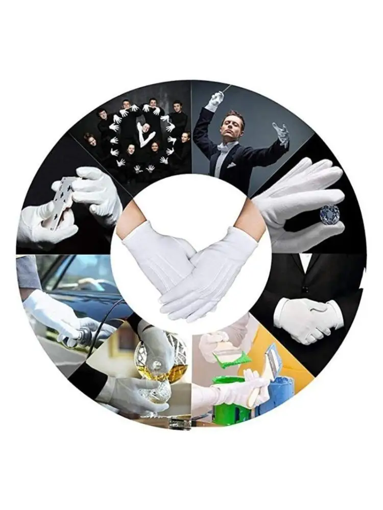 

652F Adult White Gloves for Ceremony School Boys and Girls White Elastic Gloves for Dress Etiquette Gloves Stage Performances