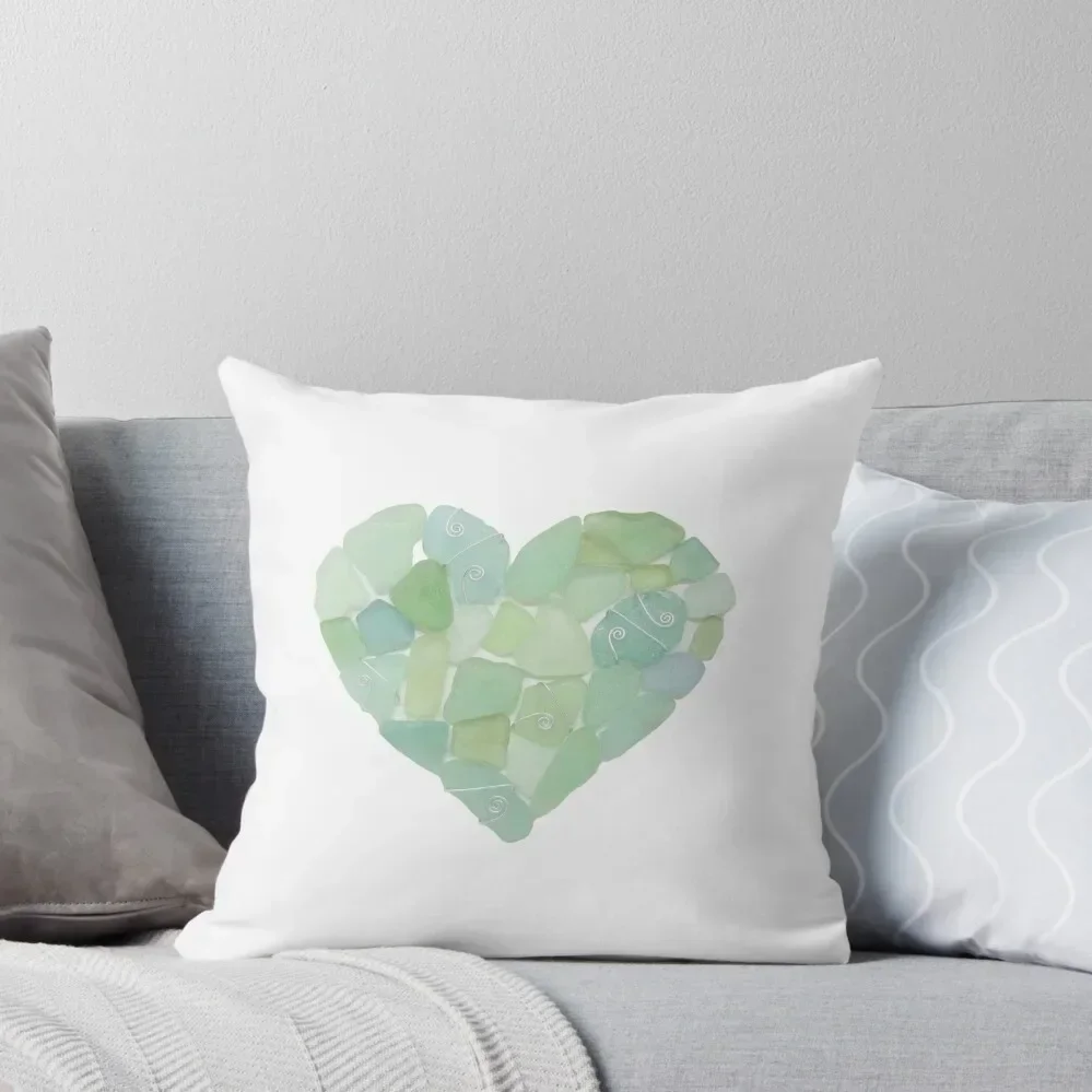 

Green Sea Glass Love Heart - Scottish Seaglass Throw Pillow Throw Pillow Covers Pillow Case