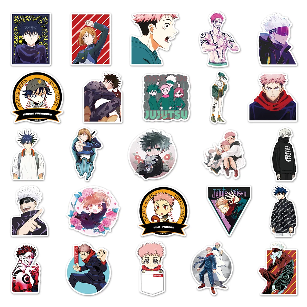 10/30/50pcs Jujutsu Kaisen Cartoon Stickers Cool Anime Graffiti Sticker Motorcycle Phone Bike Luggage Waterproof Decals Kids Toy