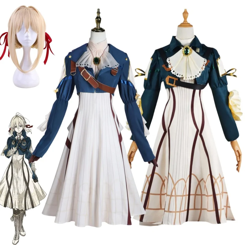 

Violet Evergarden Cosplay Costume Anime Cosplay Violet Evergarden Costume Wig Princess Maid Dress for Women Halloween Party