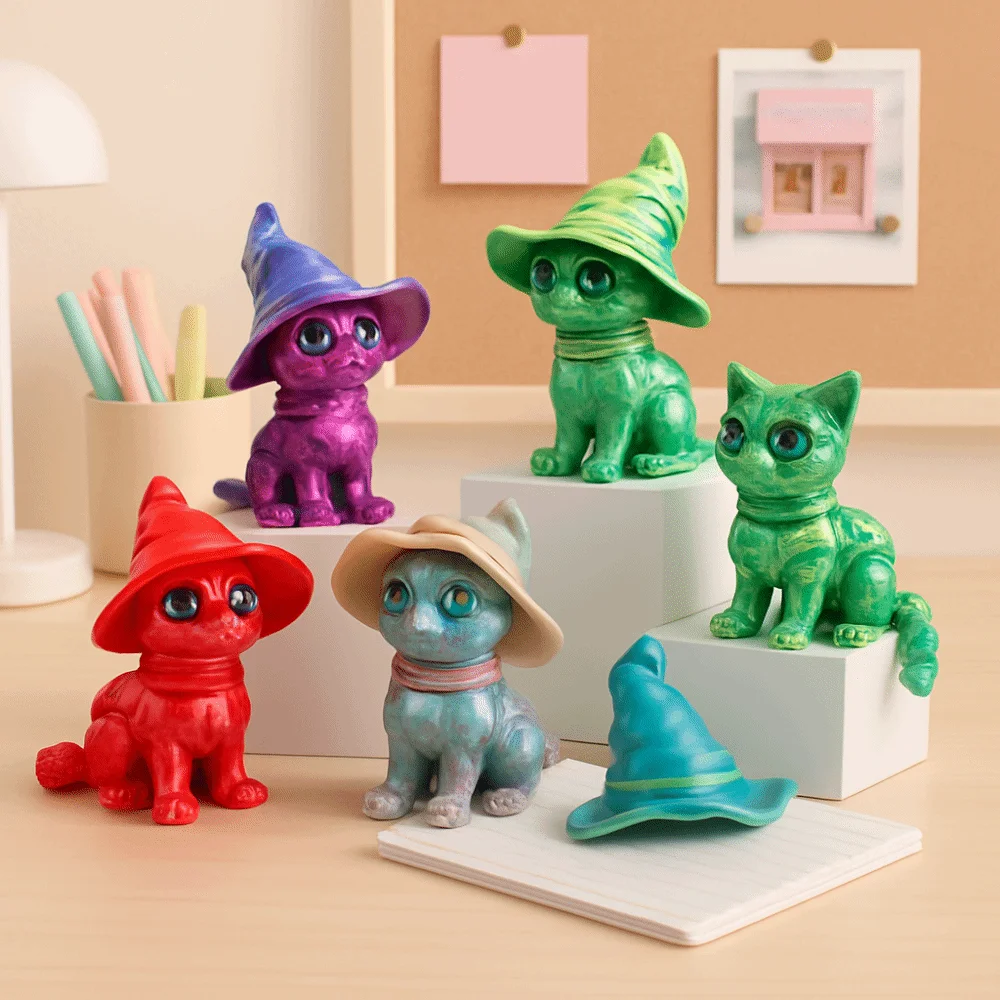 大きな目 3D プリント猫モデルプラスチック素材創造的な彫刻関節猫人形 3D 印刷技術かわいいスタイル