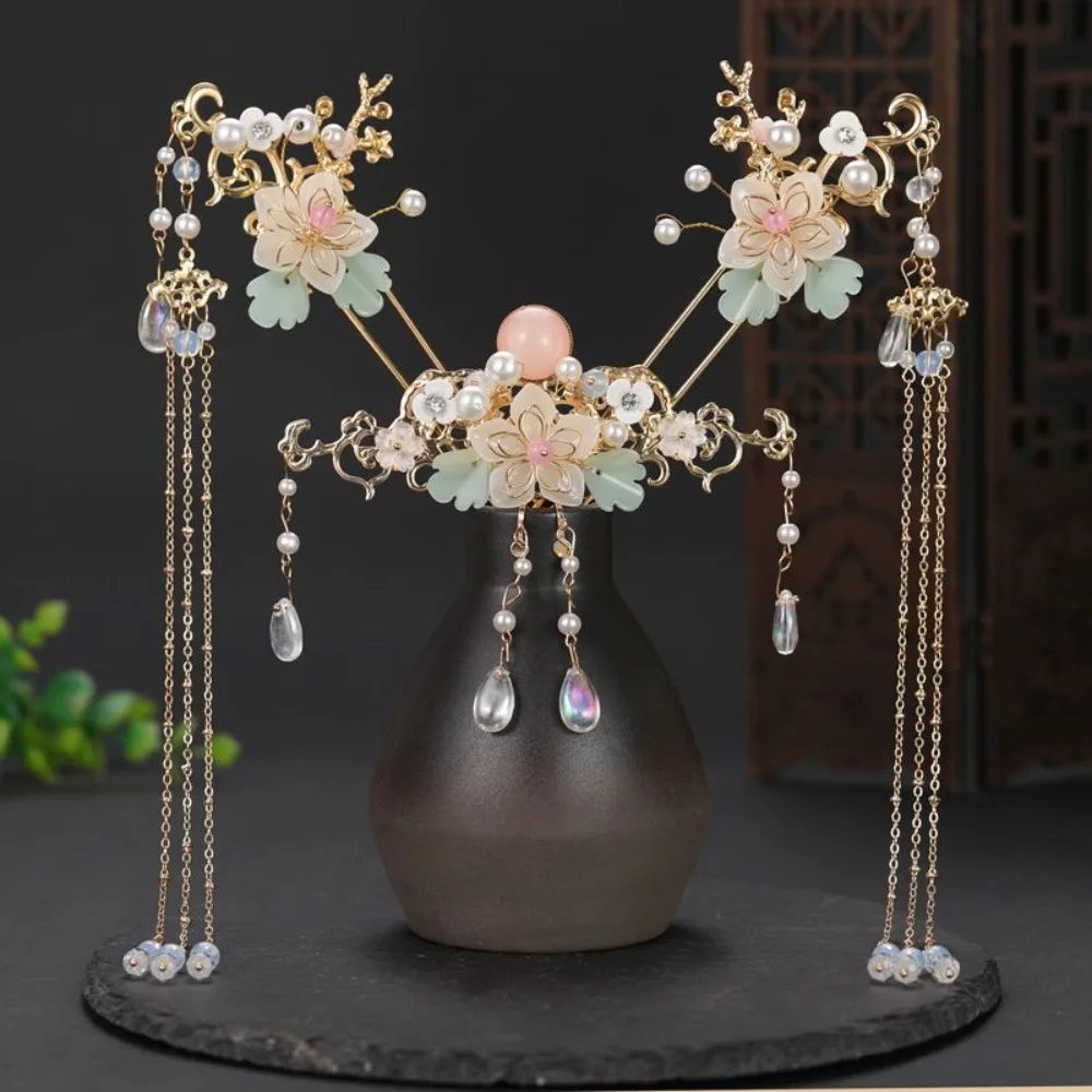 

Элегантный женский набор аксессуаров для волос в стиле Ханьфу: заколка с кисточкой, гребень-вставка, ретро-шпилька для волос, классический головной убор