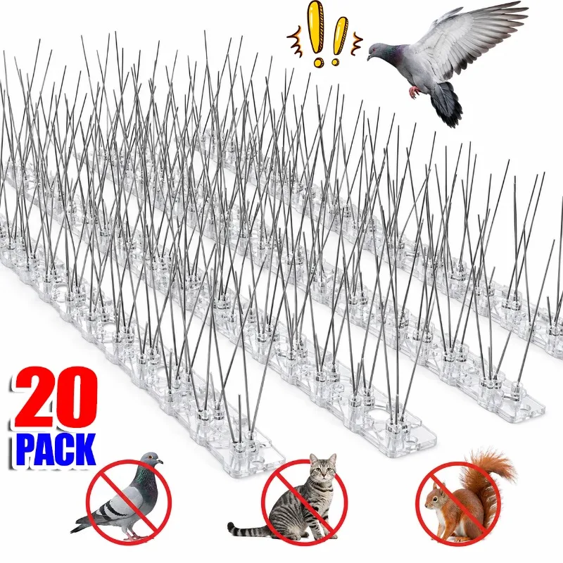 1-20Pcs Stainless Steel Bird Spikes Pigeon Control Deterrent Anti Cat Squirrel Spikes for Roof Fence Balcony Window Sill