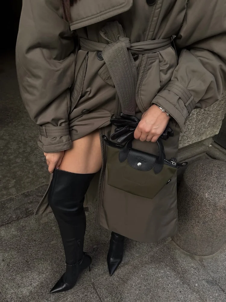 

Женский повседневный утепленный длинный плащ, шикарный однотонный теплый ветровка с длинными рукавами и лацканами, новая мода, свободные куртки для поездок на работу