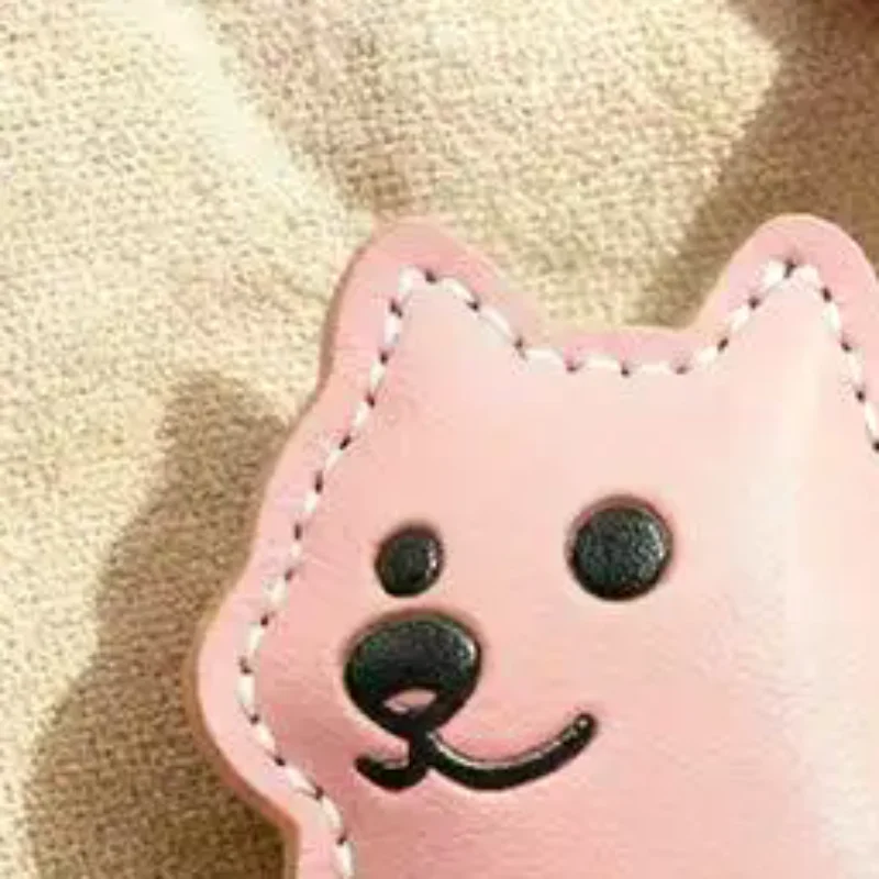 Cute PU Leather Keychain,Samoyed Dog Bag Charm For Purse, Handmade Animal Pendant, Gift For Women/Perfect Bag Accessory