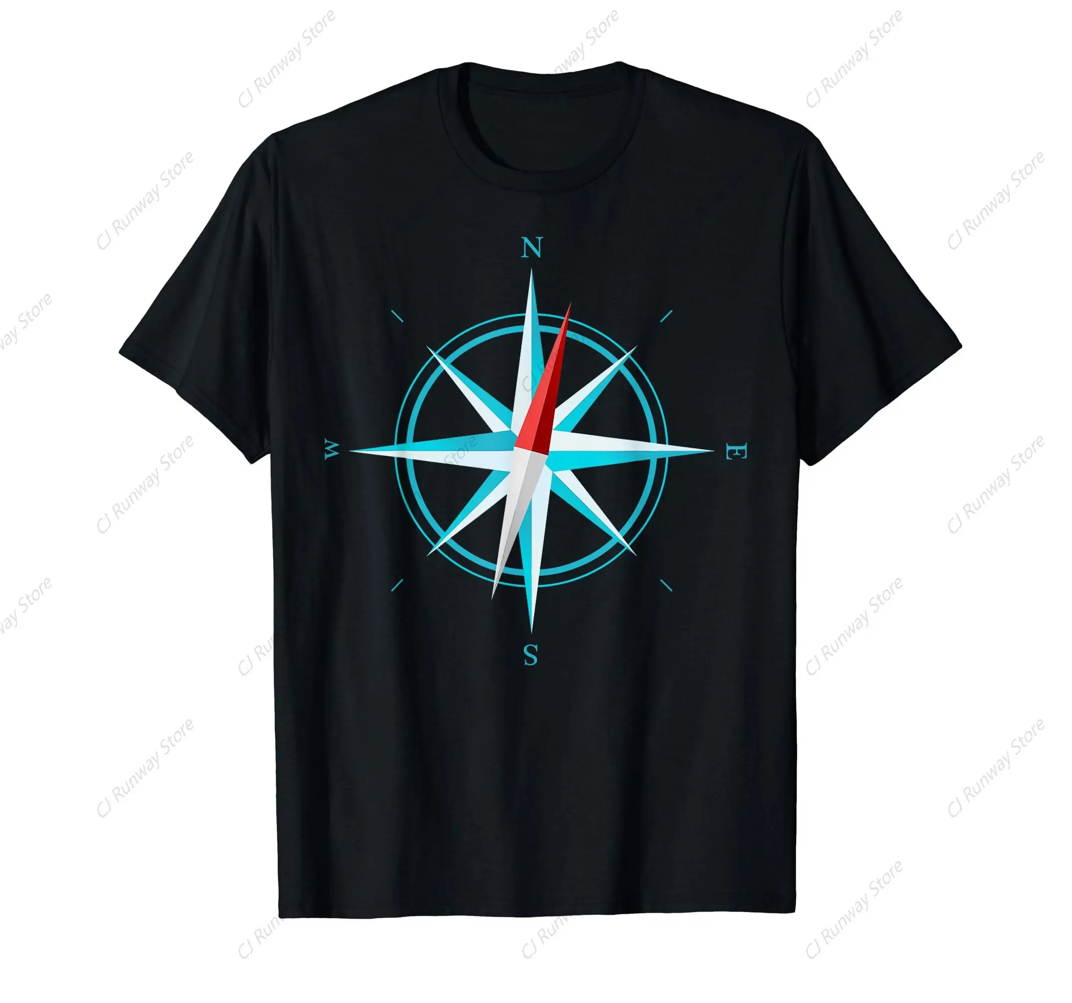 Compass Shirt - Compass T Shirt With Directions T-Shirt Short Sleeves Loose Oversized Vintage Tee Clothes Unisex